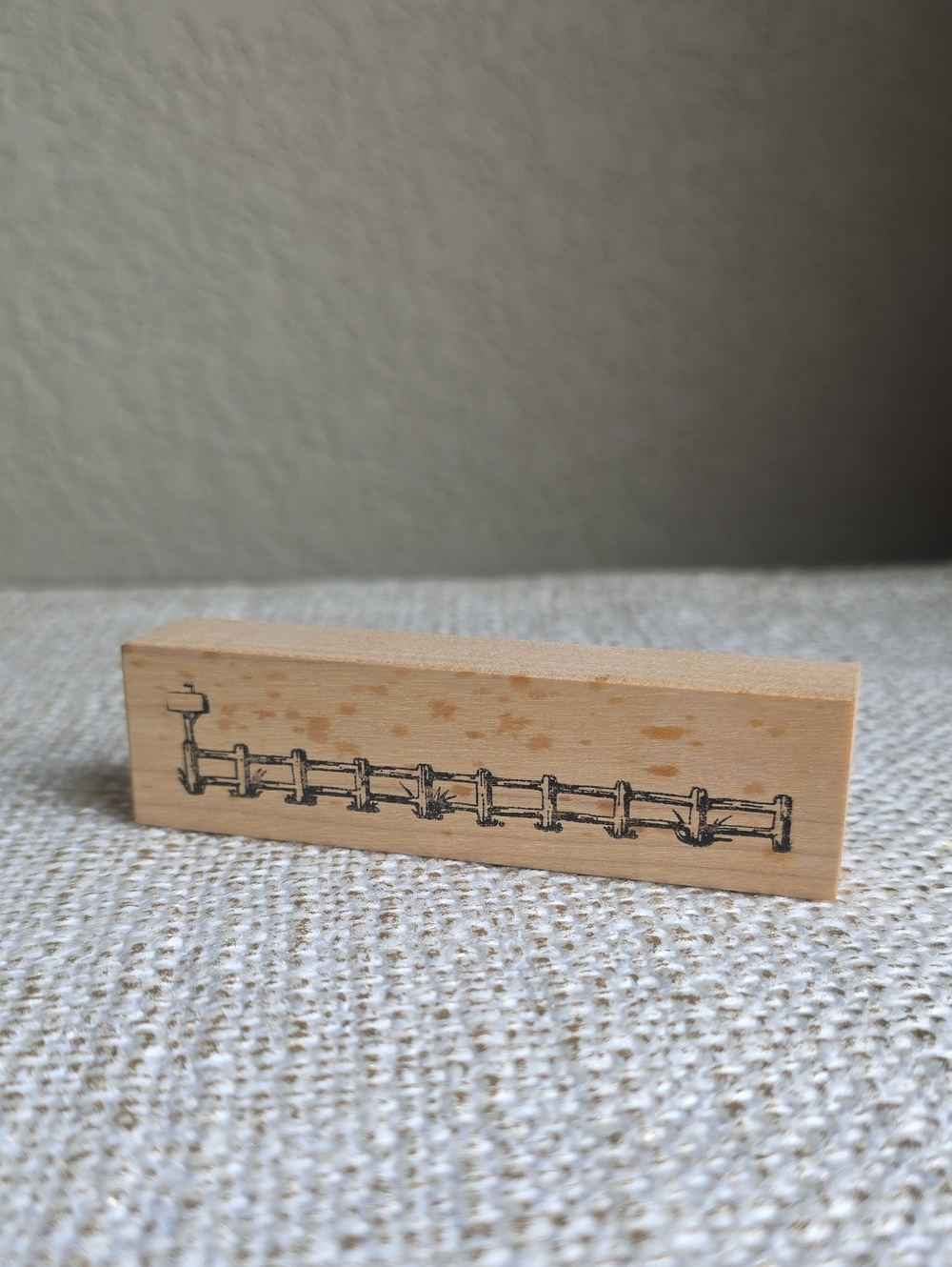 Rubber Stamp Country Fence with Mailbox Border, Wood Mounted